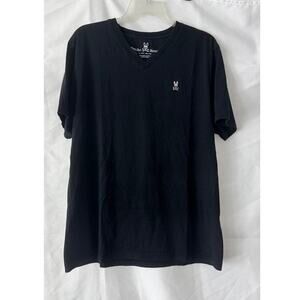 Psycho Bunny Men’s 2XL (7) Black V-Neck T-Shirt Pima Cotton Logo Tee